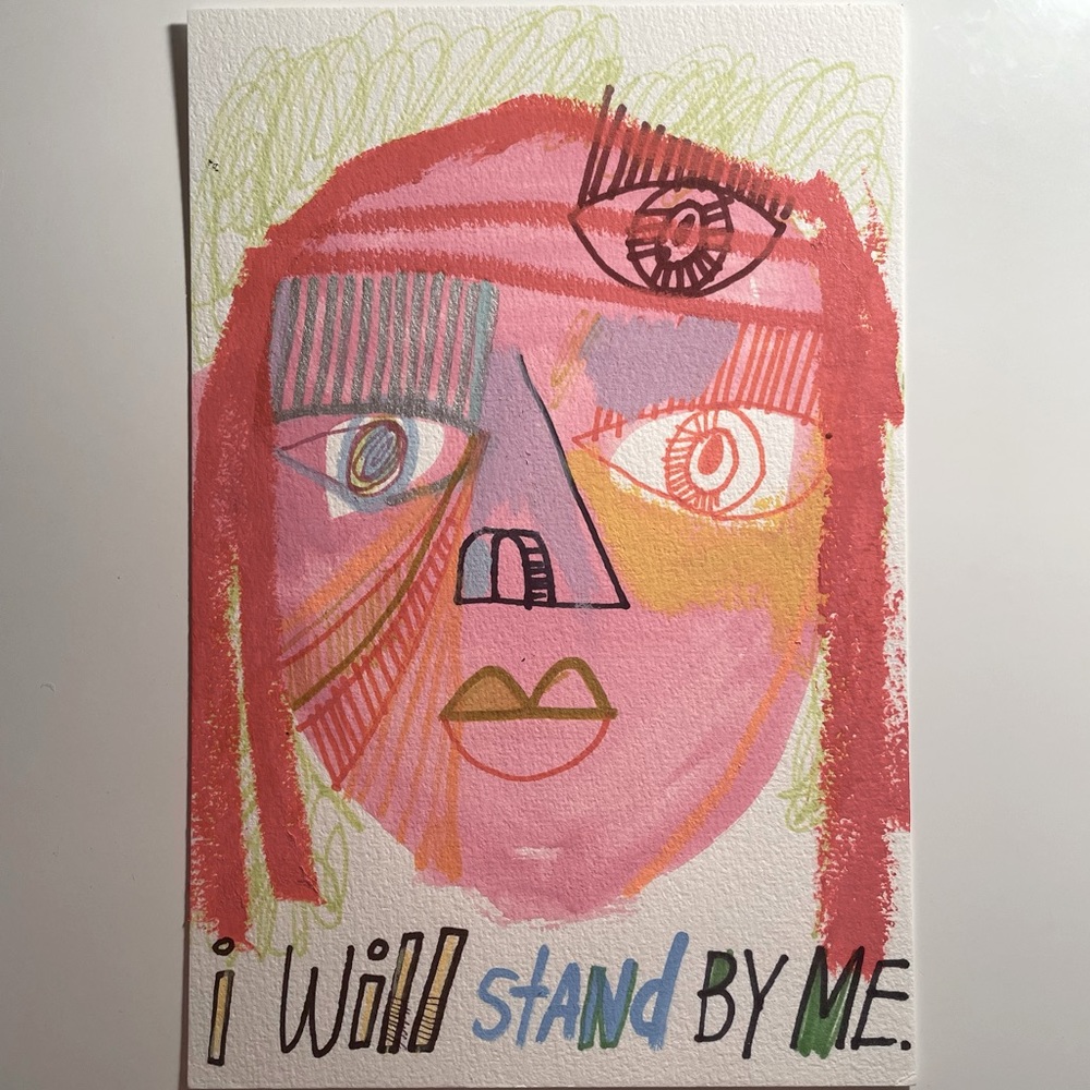 Original & signed Nicholas Megalis 9”x6” painting titled “I will stand by me”.
